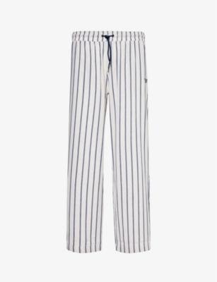 Stripe-print straight-leg cotton and linen-blend trousers by EMPORIO ARMANI