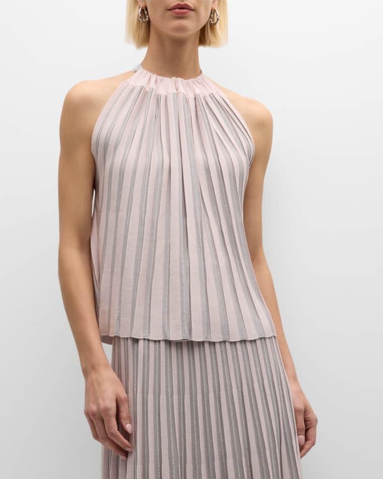 Striped Pleated Halter Blouse by EMPORIO ARMANI