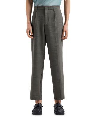 Technical Nylon Blend Seersucker Regular Fit Pleated Pants by EMPORIO ARMANI