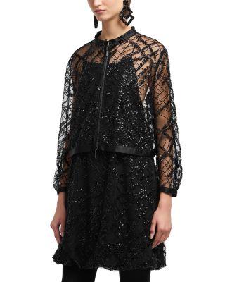 Tulle Jacket with Allover Sequin Embroidery by EMPORIO ARMANI