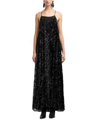 Tulle Maxi Dress with Allover Sequin Embroidery by EMPORIO ARMANI