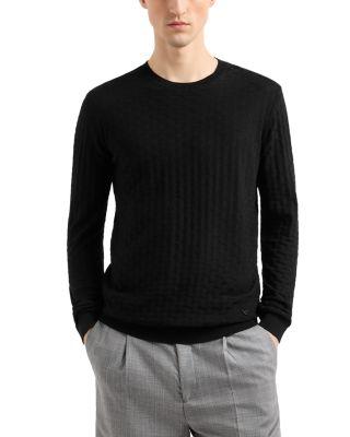 Virgin Wool Basketweave Motif Sweater by EMPORIO ARMANI