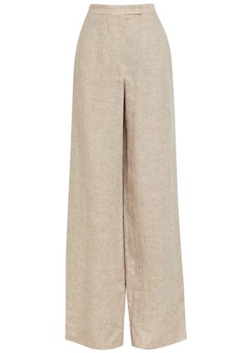 Wide-leg linen-blend trousers by EMPORIO ARMANI