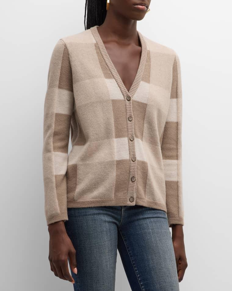 Wool-Cashmere Check Cardigan by EMPORIO ARMANI