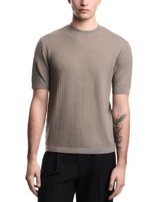 Wool Short Sleeve Sweater With Honeycomb Motif by EMPORIO ARMANI