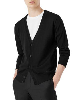Wool Solid Slim Fit V Neck Cardigan by EMPORIO ARMANI