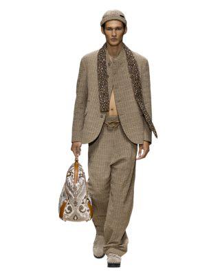 Wool & Cotton Blend Stripe Jacquard Trousers by EMPORIO ARMANI
