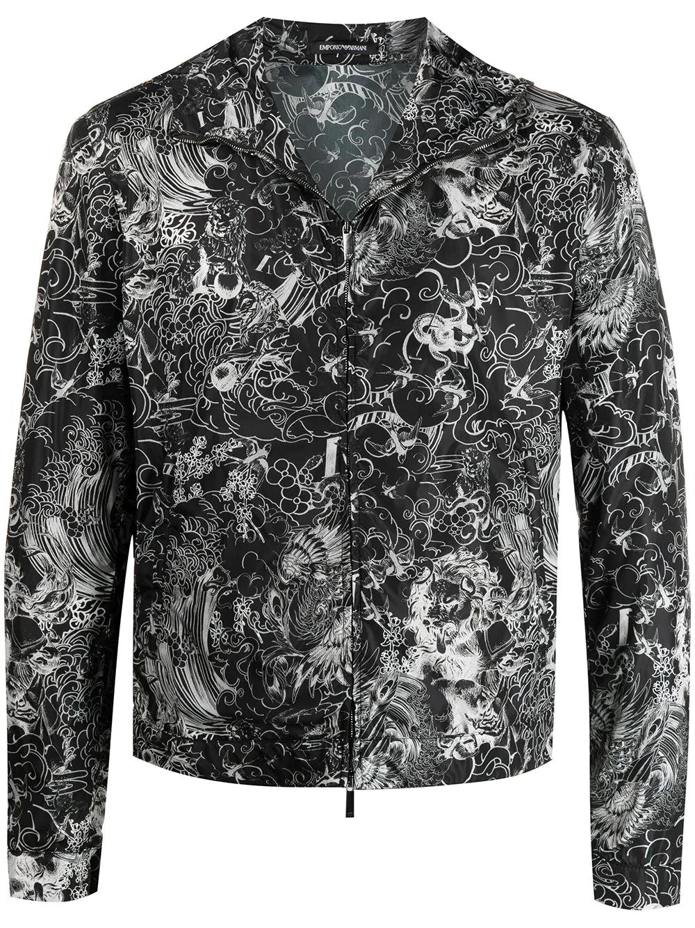 abstract-print hoodied jacket by EMPORIO ARMANI
