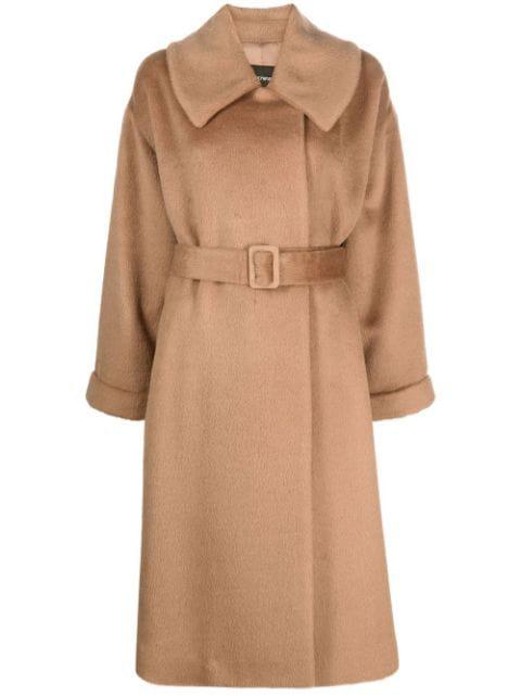 belted long-sleeve coat by EMPORIO ARMANI