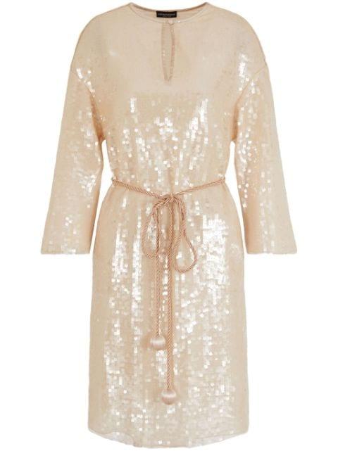 belted sequinned midi dress by EMPORIO ARMANI