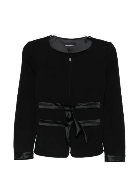 bow-detail collarless jacket by EMPORIO ARMANI