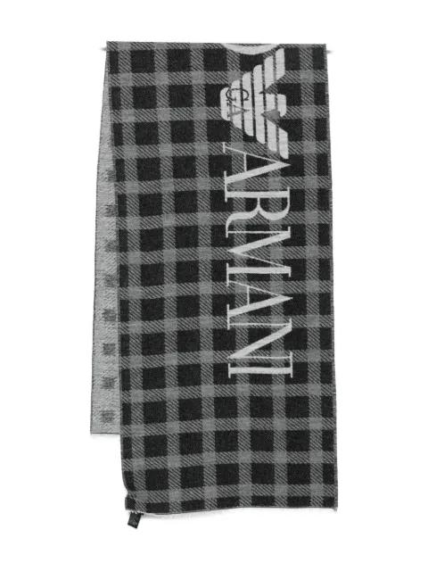 check-pattern logo scarf by EMPORIO ARMANI