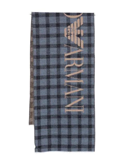 check-pattern logo scarf by EMPORIO ARMANI