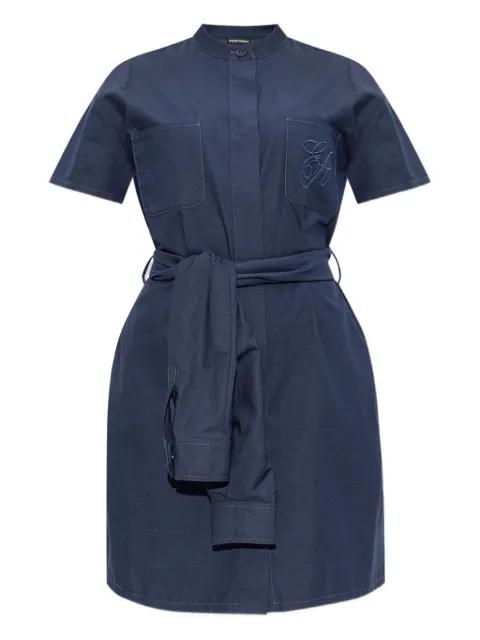 collared belted shirt dress by EMPORIO ARMANI