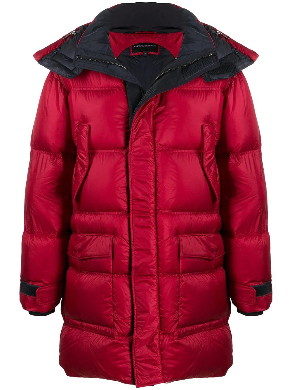 contrast hood down parka by EMPORIO ARMANI