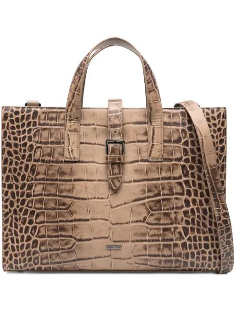 crocodile-effect tote bag by EMPORIO ARMANI