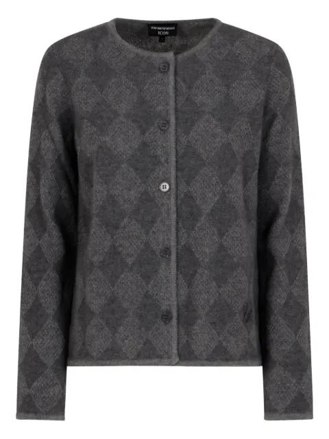 diamond-pattern button cardigan by EMPORIO ARMANI