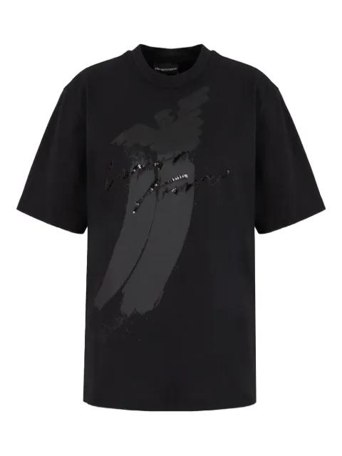 eagle-logo sequin-embellished T-shirt by EMPORIO ARMANI