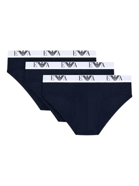 elasticated-waistband logo-detailed briefs (pack of three) by EMPORIO ARMANI