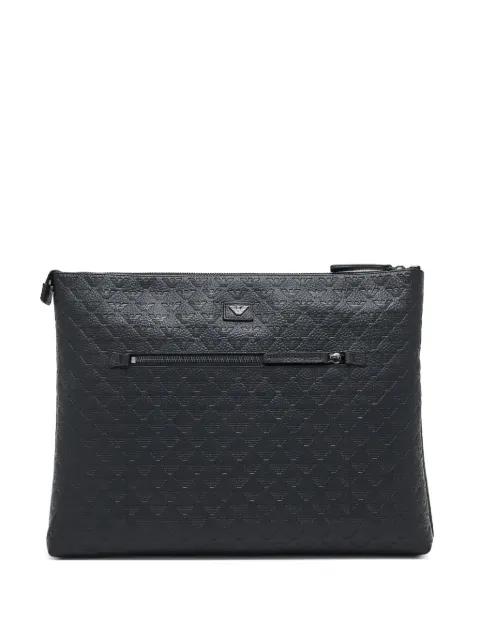 embossed zip clutch bag by EMPORIO ARMANI