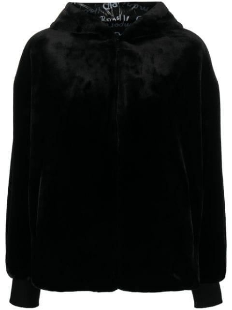 faux-fur reversible hoodied jacket by EMPORIO ARMANI