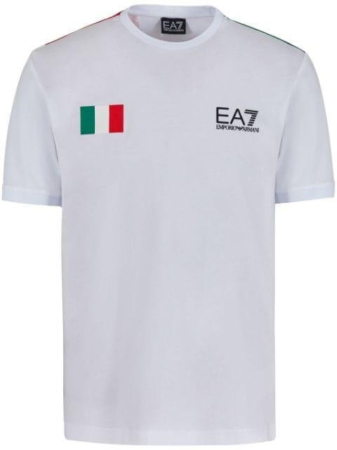 flag-print cotton T-shirt by EMPORIO ARMANI