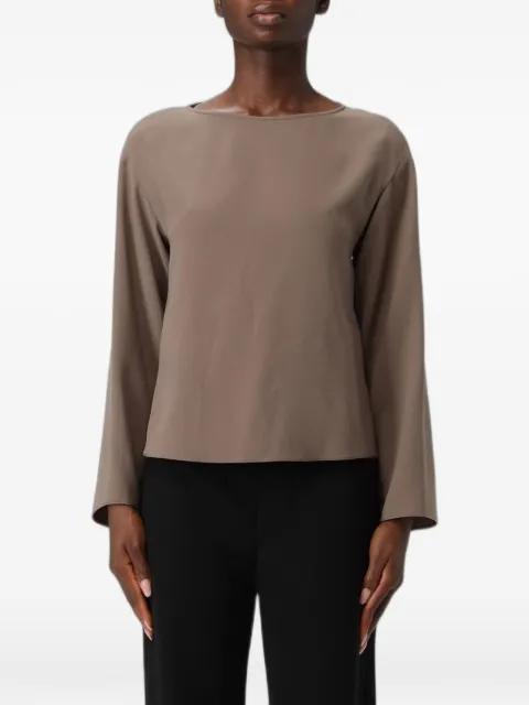 flared-hem crepe-texture blouse by EMPORIO ARMANI