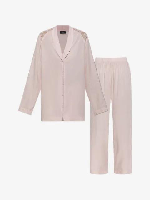 floral-jacquard lace-insert pajamas (set of two) by EMPORIO ARMANI