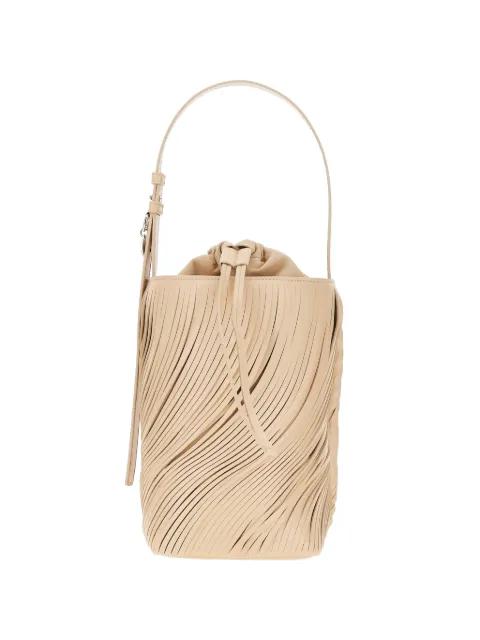 fringe-detailed leather bucket bag by EMPORIO ARMANI