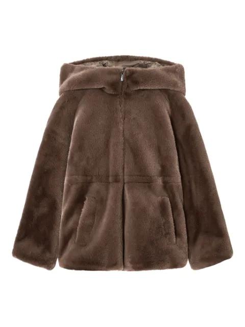 hoodied faux-fur coat by EMPORIO ARMANI