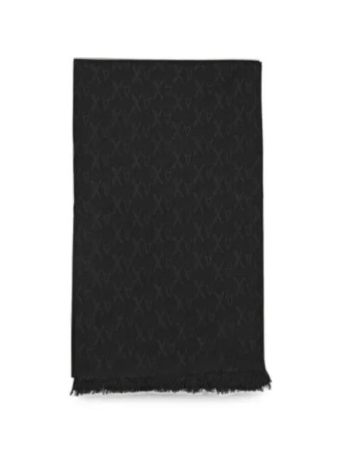 jacquard-logo frayed scarf by EMPORIO ARMANI