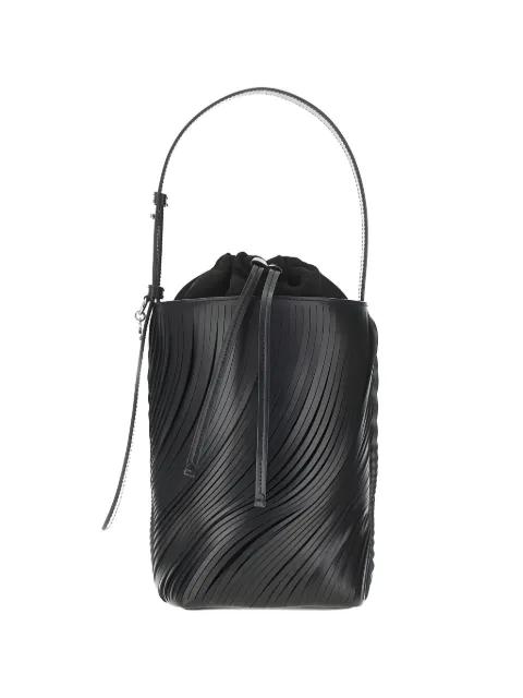 laser-cut leather bucket bag by EMPORIO ARMANI