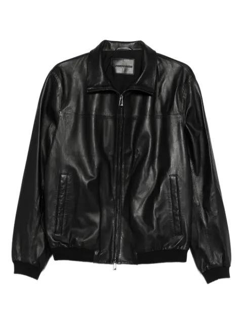 leather bomber jacket by EMPORIO ARMANI