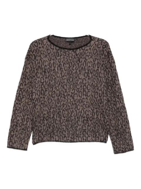 leopard-print crew-neck sweater by EMPORIO ARMANI