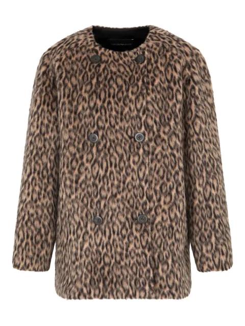 leopard print double-breasted coat by EMPORIO ARMANI