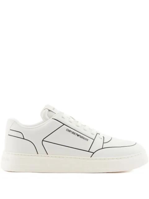 logo-detail leather sneakers by EMPORIO ARMANI