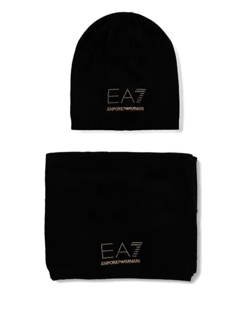 logo-detail scarf and beanie hat set by EMPORIO ARMANI