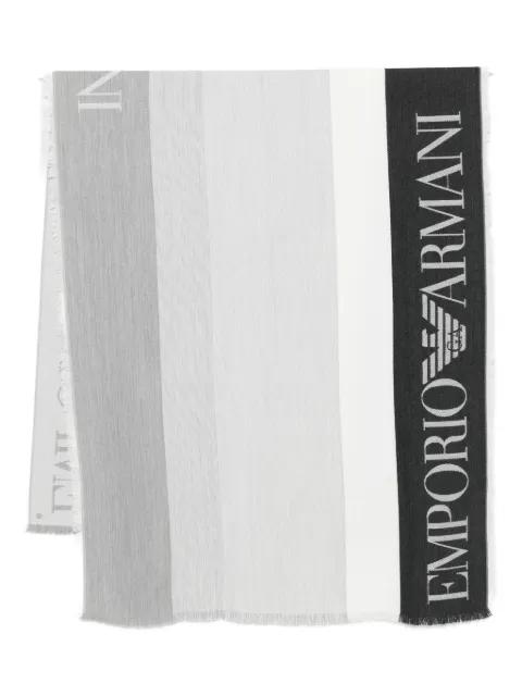 logo-embellished striped scarf by EMPORIO ARMANI