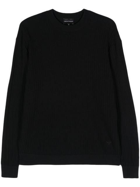 logo-embroidered cotton jumper by EMPORIO ARMANI