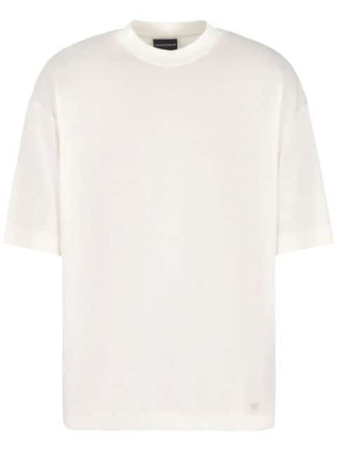 logo-embroidered lyocell-blend T-shirt by EMPORIO ARMANI