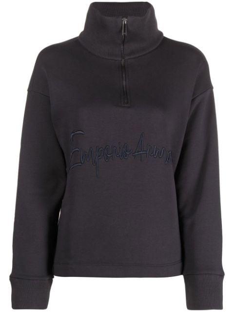 logo-embroidered quarter-zip sweatshirt by EMPORIO ARMANI