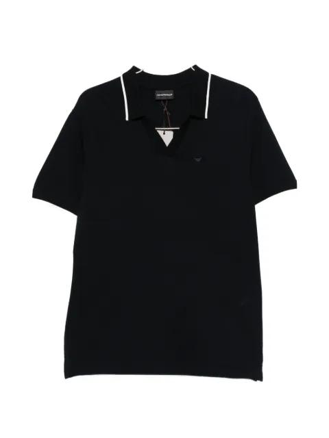 logo-embroidered tipped polo-collar T-shirt by EMPORIO ARMANI