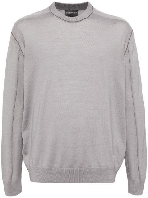 logo-embroidered wool jumper by EMPORIO ARMANI