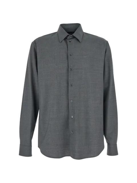 logo-embroidered wool shirt by EMPORIO ARMANI