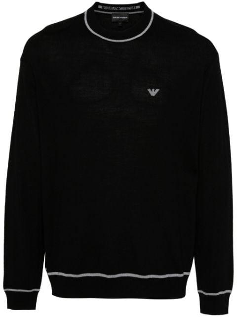 logo-intarsia wool sweater by EMPORIO ARMANI