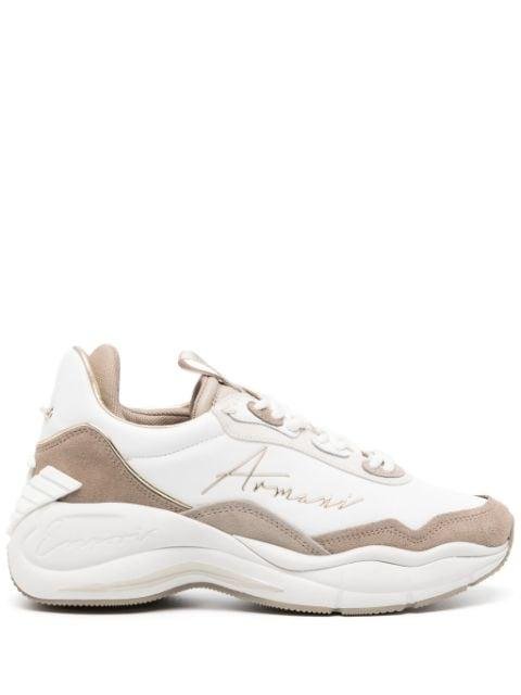 logo-lettering chunky sneakers by EMPORIO ARMANI
