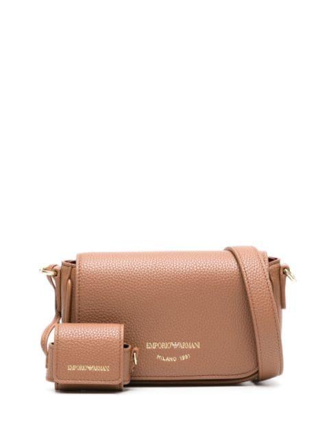 logo-lettering pebbled crossbody bag by EMPORIO ARMANI