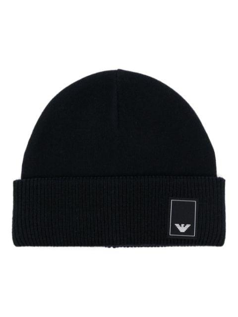 logo-patch beanie hat by EMPORIO ARMANI