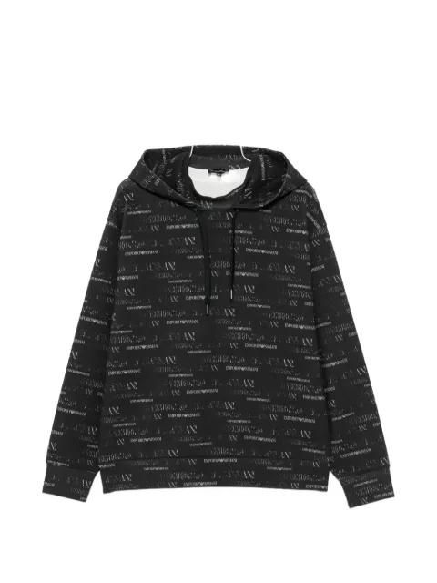 logo-pattern drawstring hoodie by EMPORIO ARMANI