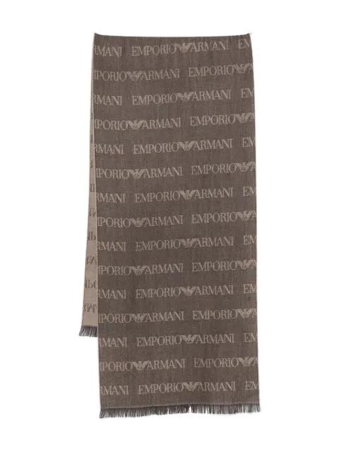 logo-pattern wool-blend scarf by EMPORIO ARMANI